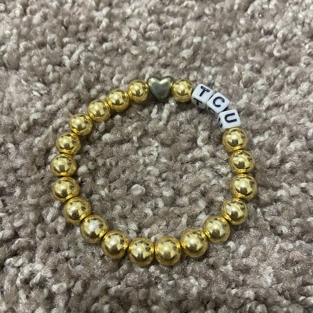 TCU Gold Beaded Bracelet